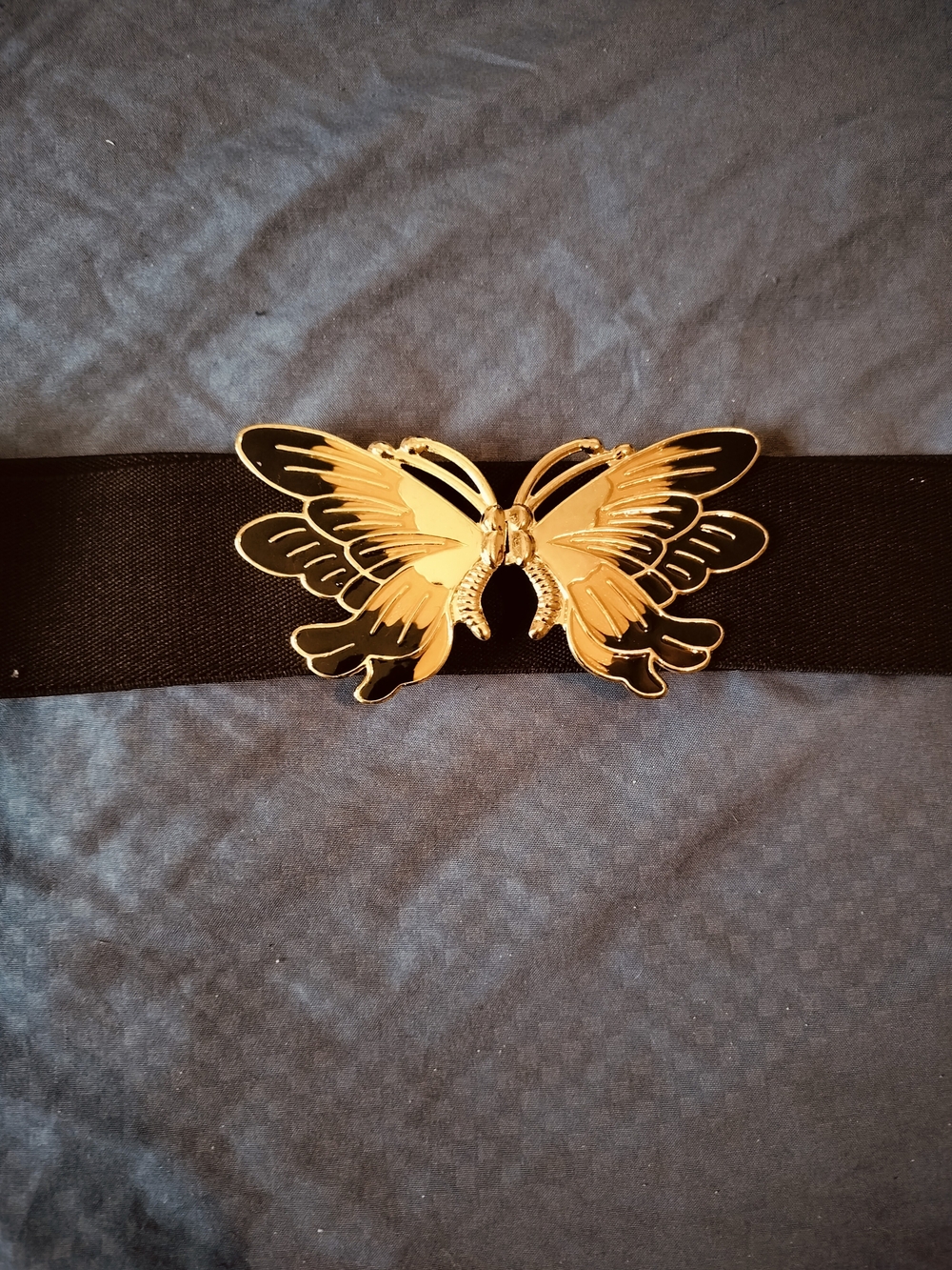 Gold Butterfly Waist Belt with Black Elastic Band